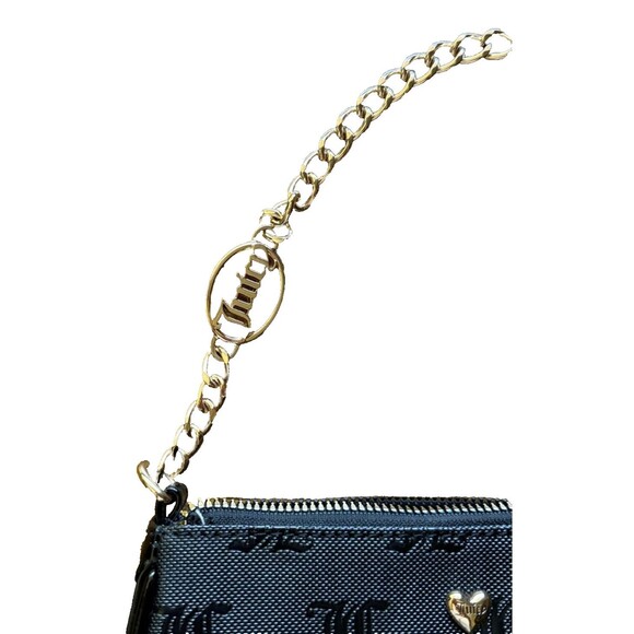 Juicy Couture Mini Shoulder Bag Purse Black Gold Chain Monogram Script Logo Y2K‎ - Picture 3 of 6